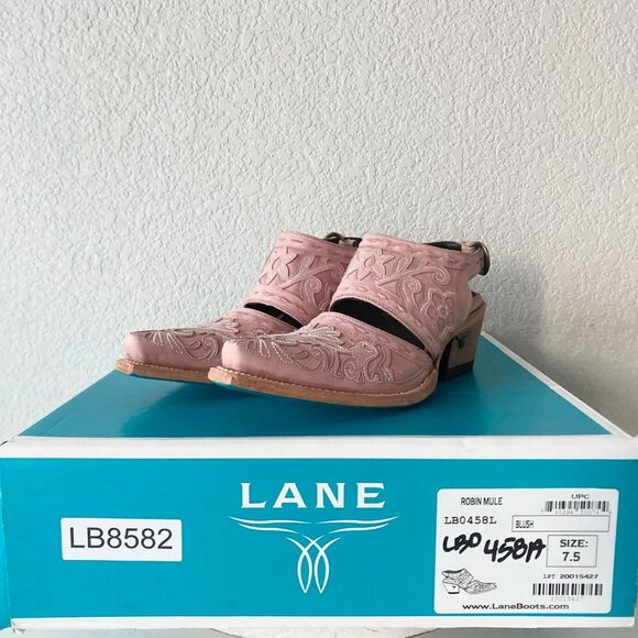 Lane Robin Mule Pink Cowboy Boots Womens 7.5 Cowgirl Western Leather Short Ankle - Picture 10 of 11